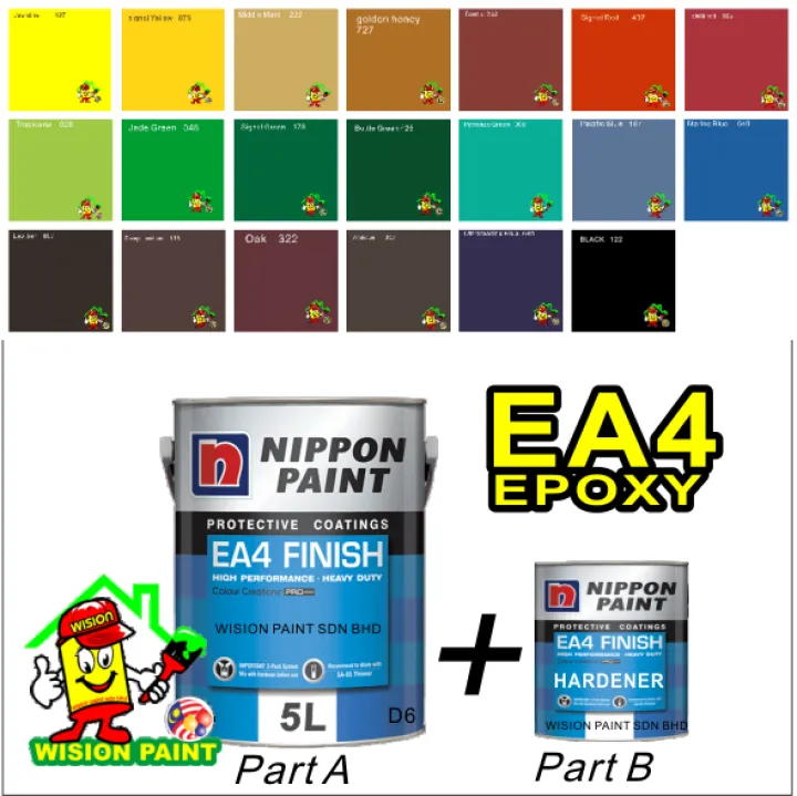 ( 5L ) EPOXY EA4 FINISH NIPPON ( EA 4 ) NIPPON PAINT PROTECTIVE COATING / HIGH PERFORMANCE / HEAVY DUTY -This order will be specially made according to your request color code