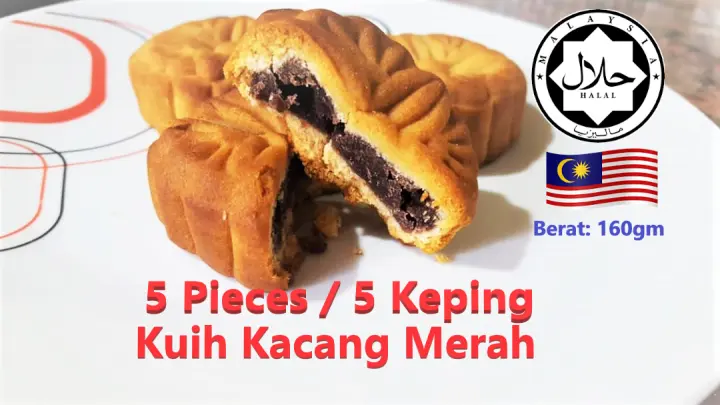 Ready Stock 5pcs Zing Heing Halal Mini Mooncake Kuih Bulan Kuih Kacang Merah 160g Exp Date 08 2022 Lazada