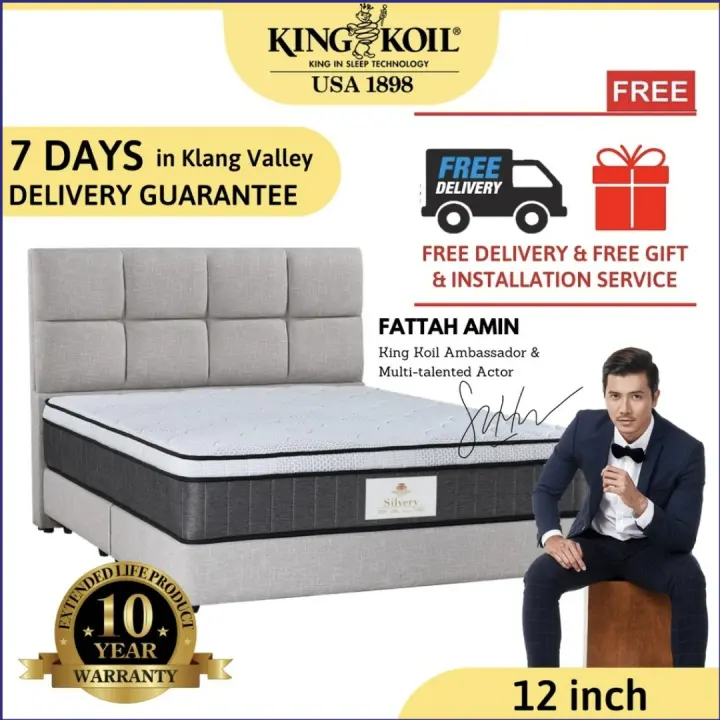 Free Shipping First Knight Silvery By King Koil Mattress 10 Years Warranty Tilam 12inch Thickness Super