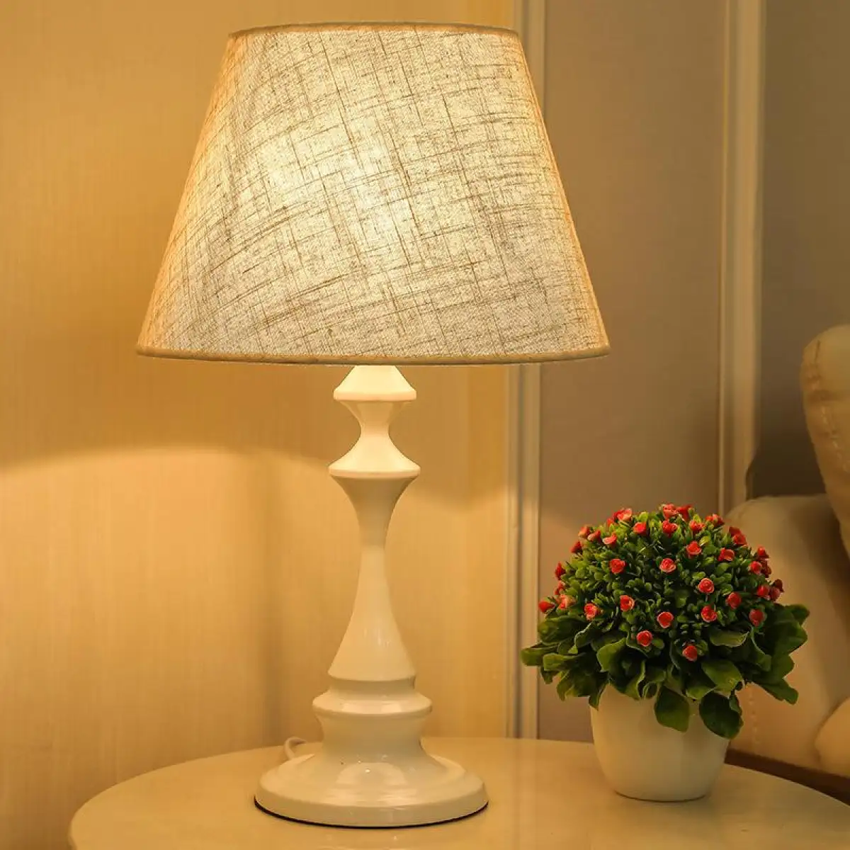 American Country Style Table Lamp, Country Style Bedside Table Lampshade