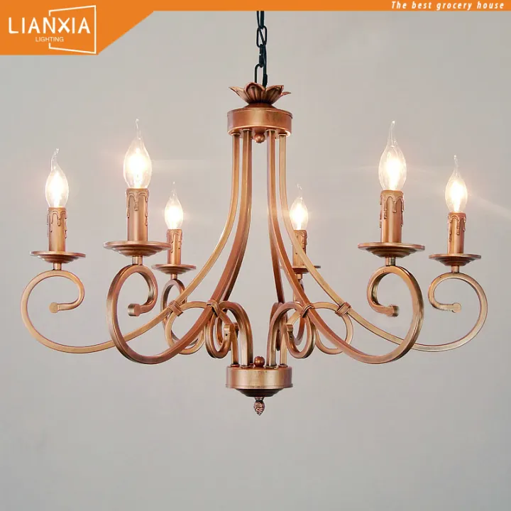 Lianxia Led Ceiling Light Iron Chandelier Creative European Style Bronze Candle Pendant Lazada Singapore Lianxia Led Ceiling Light Iron, Ceiling Lights Chandelier Style