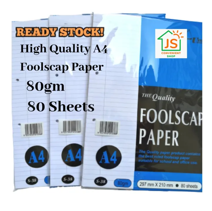[Ready Stock] High Quality UNI A4 Foolscap Paper 80GM S-38 Suitable For School Assignment and Office use