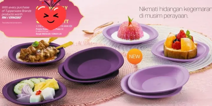Tupperware Purple Royale Treat Plate(4 Pcs)