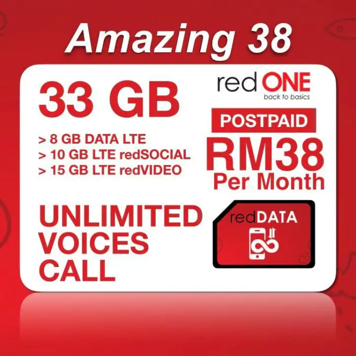 Amazing 38 Red One Postpaid Rm38 Per Month Mnp New Number Contact Seller Before Purchases Lazada
