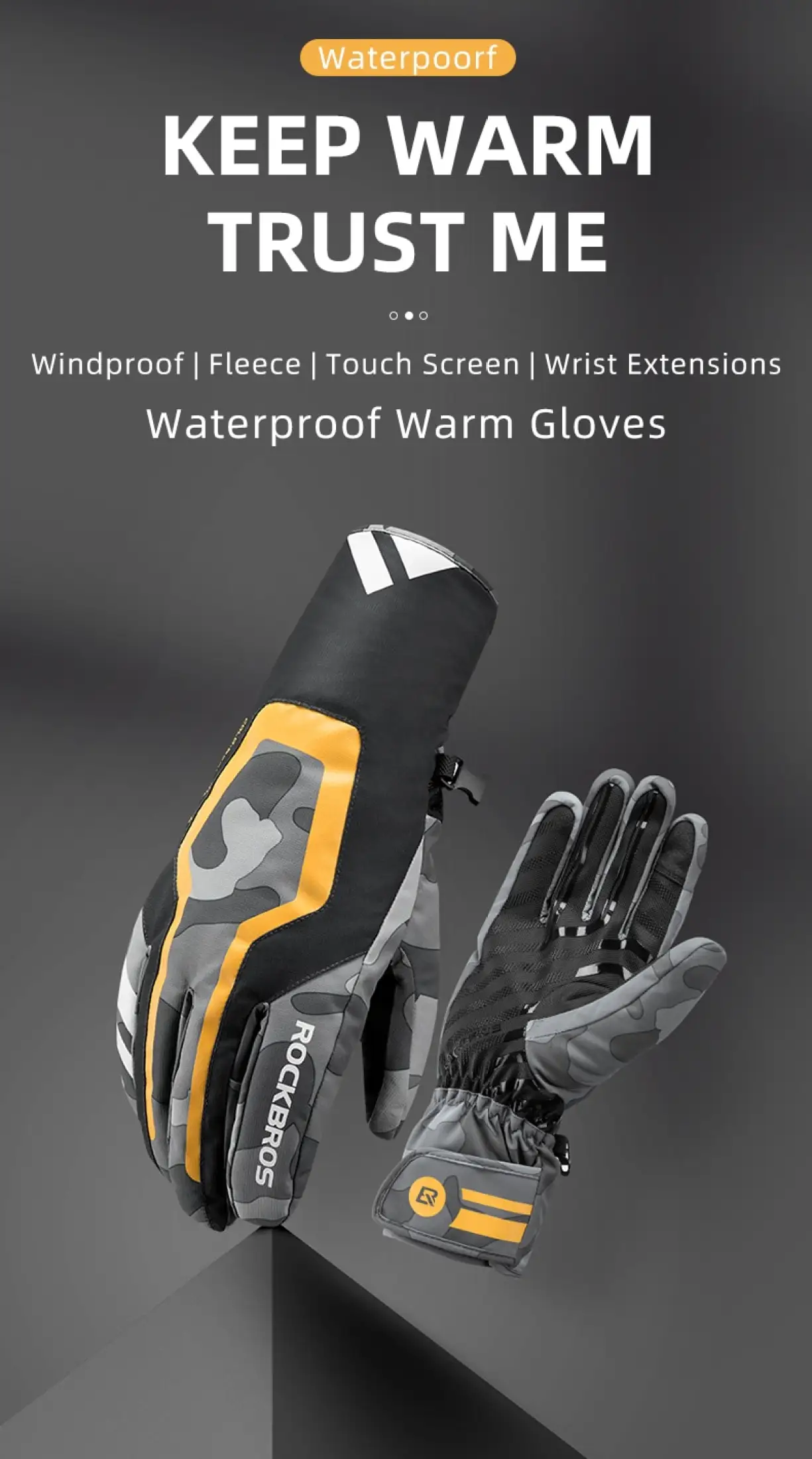 Rockbros Sarung Tangan Sepeda Motor Mtb Sepeda Motor Anti Angin Musim Dingin Sarung Tangan Hangat Tpu Layar Sentuh Pria Lazada Indonesia