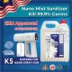 Disinfectant Sanitizer Spray 5L (Codex) For Nano Mist Spray Gun & Misting Machine /Non Alcohol / Quick Kill, Able to use with Air Humidifier, Atomizer, Nano Spray Gun, 99.9 % Kill Virus Germs Bacteria and Fungus Non Alcohol and Eco Friendly. 
