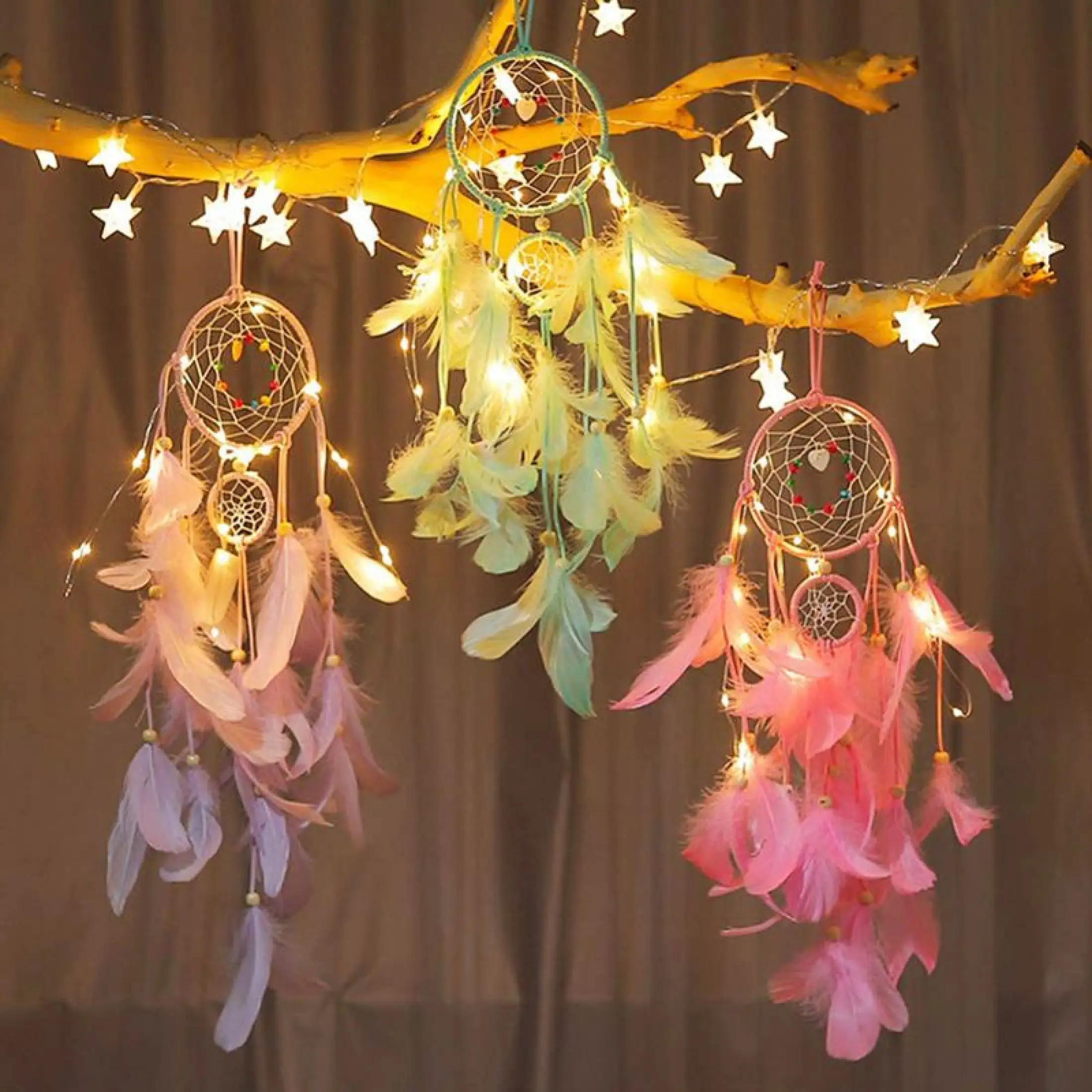 โรแมนติก LED Dream Catcher แถบไฟ20-โคมไฟตกแต่ง LED DIY หัตถกรรมขน |  Lazada.co.th