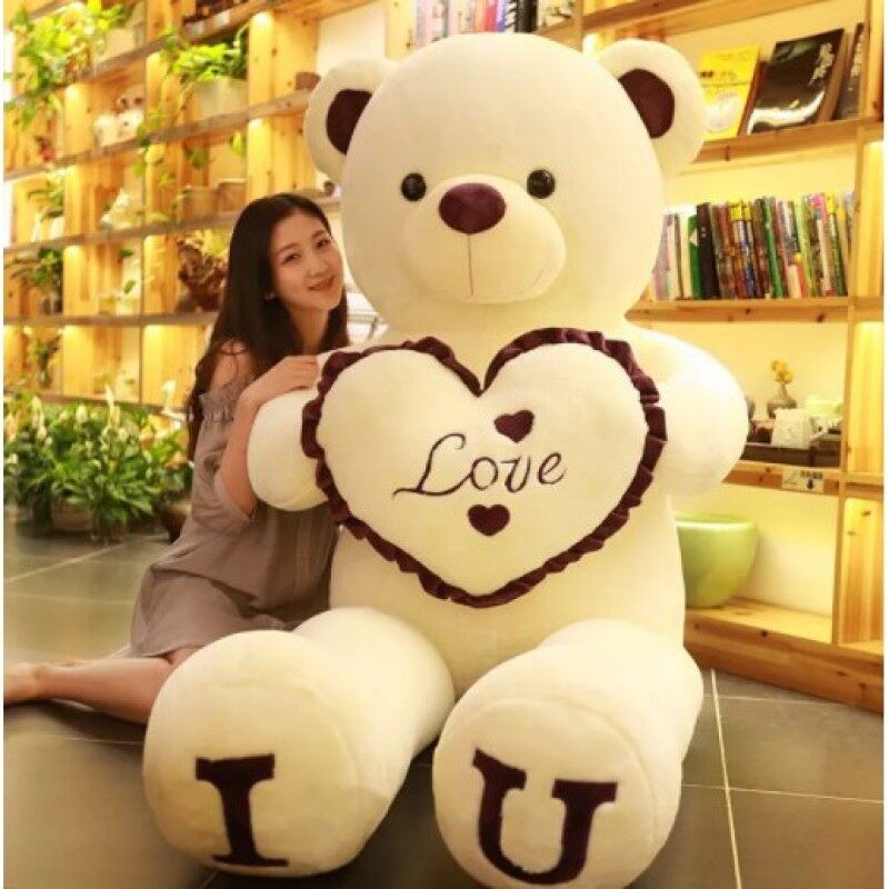 KiddoZone Big I LOVE You Gấu Teddy Đồ chơi sang trọng 80 cm 100 cm Đáng yêu khổng lồ Nhồi bông mềm Búp bê Người yêu Gấu trẻ em Đồ chơi Quà tặng sinh nhật cho bạn gái Quà tặng ngày lễ tình nhân
