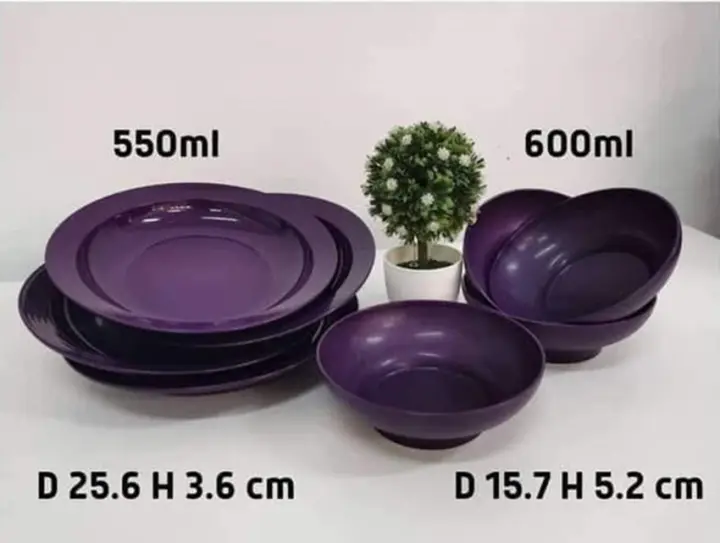 Tupperware Purple Royal Deep Plate 550ml/ Purple Royale Bowl 600ml