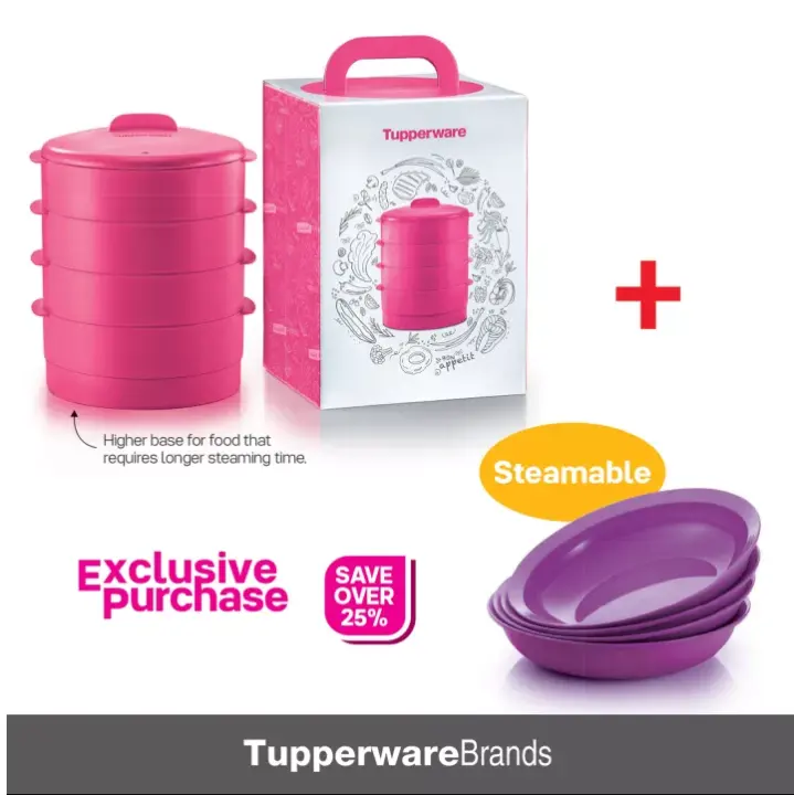 Tupperware Steam It with Gift Box PWP Plate O Bowl (4pcs)