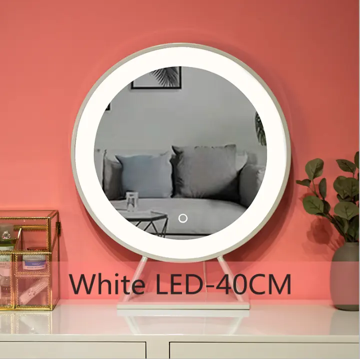 Makeup Mirror With Led Light Desktop, Large Vanity Mirror With Stand