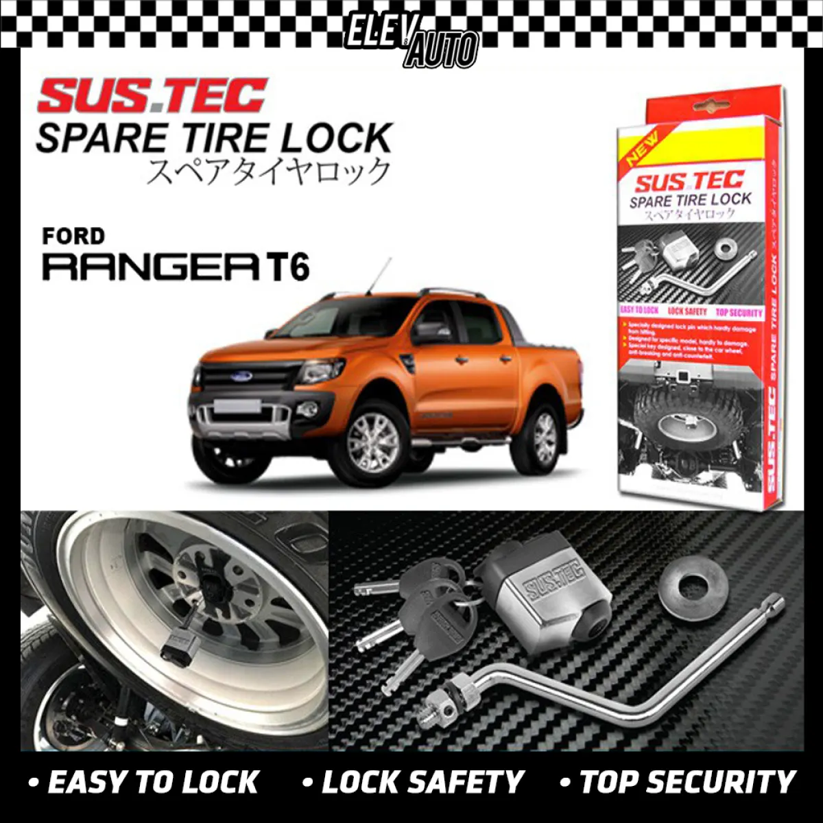 Ford Ranger T6 Sustec Spare Tire Wheel Lock Anti Theft Lazada