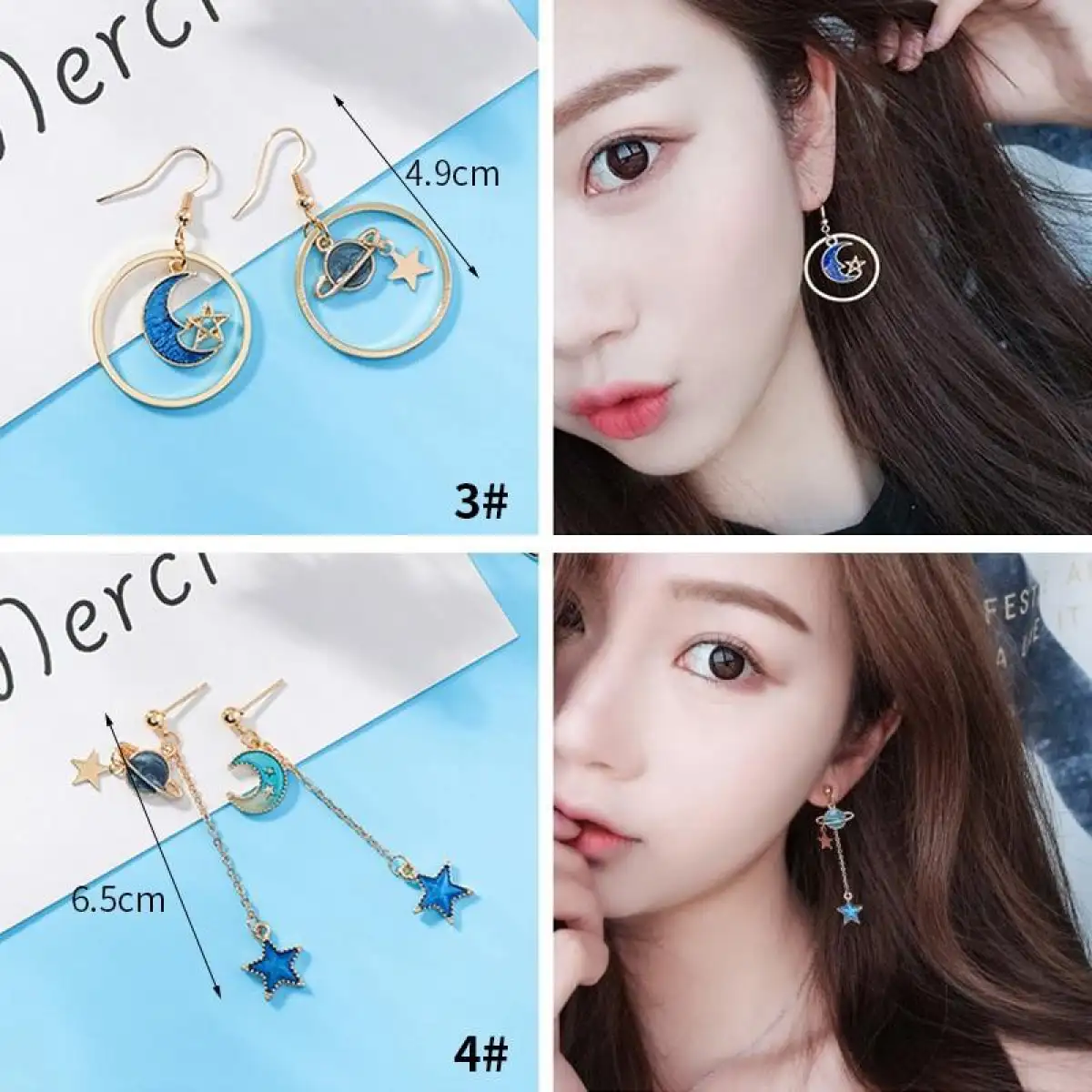 Nxz Baru Jepun Dan Korea Selatan Ins Kanak Kanak Perempuan Jantung Impian Biru Bintang Bulan Anting Asimetri Panjang Liar Anting Anting Untuk Wanita Lazada