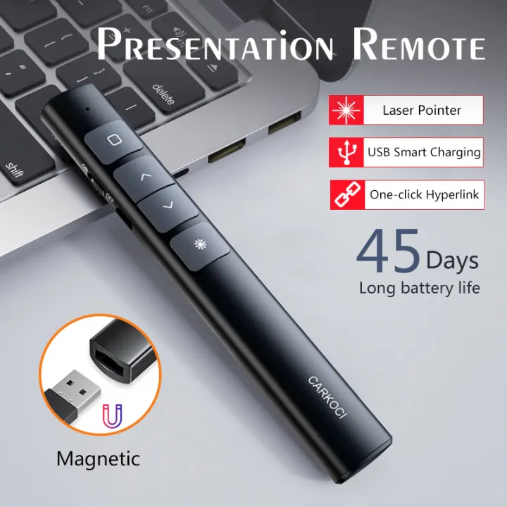 Wireless Presenter Remote Control USB Laser Pointer Presentation Remote with Remote Control Infrared Presenter Pen for Projector Powerpoint PPT Metting Portable Office Pointer Pen