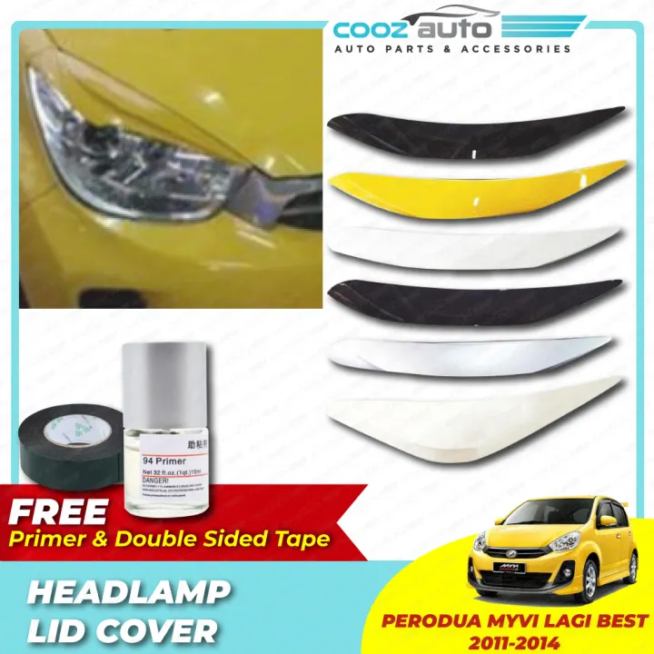 Perodua Myvi Lagi Best 2011 2014 Headlamp Lid Cover Eyebrow Eyelid Lip Eye Brow Lid Painted Carbon Black Lazada