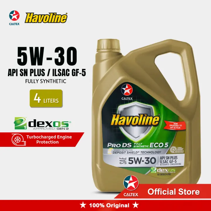 Caltex Havoline Prods Fully Synthetic Eco 5 Sae 5w 30 Engine Oil 4 Liters Api Sn Plus Ilsac Gl 5 5w30 Lazada