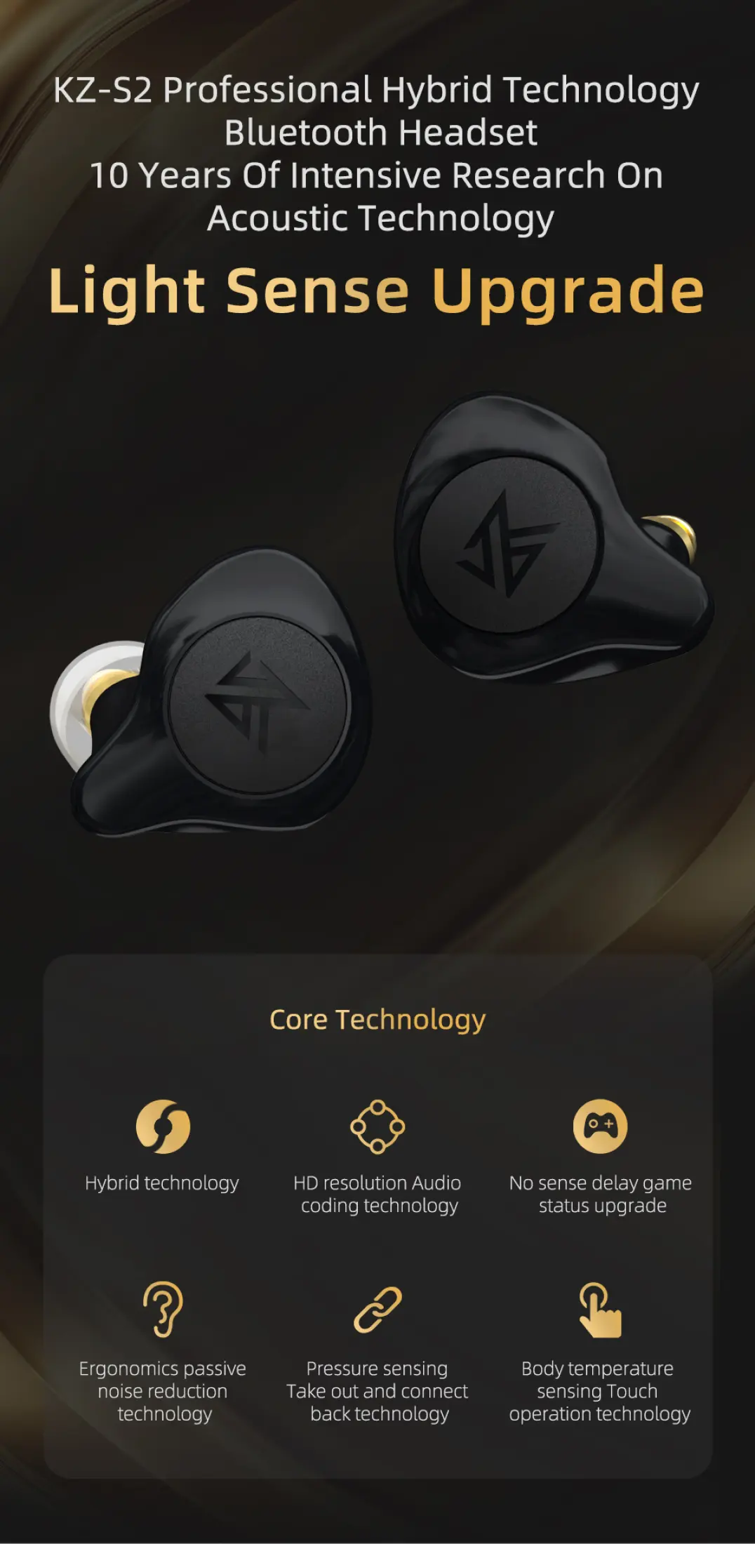 Kz S2 1ba 1dd Tws Wireless Bluetooth 5 0 Earphones Aac Touch Control Earphones Hybrid Earbud Headset Noise Sport Kz S1 Z1 Z3 E10 Kz Zsx E10 Zst As10 Zsn Pro Zs10 Pro Es4 As12 Trn St1 Vx M10 Tin T2