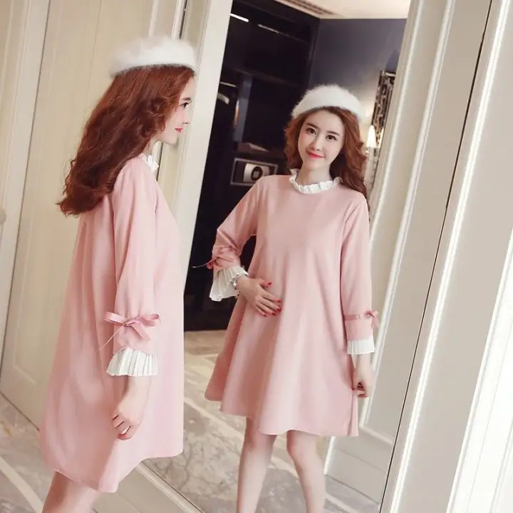 1 Pcs Pakaian Ibu Hamil Untuk Wanita Dijual Musim Semi Warna Solid Gaun Mode Liar Lengan Panjang Baju Bentuk A 2019 Baru Lazada Indonesia