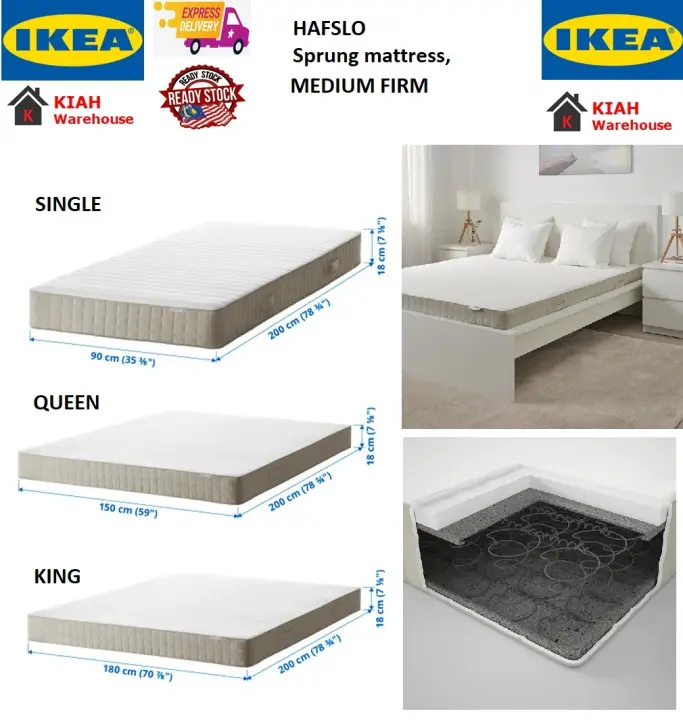 Hafslo Sprung Mattress Medium Firm, King Size Bedding In Cm Ikea