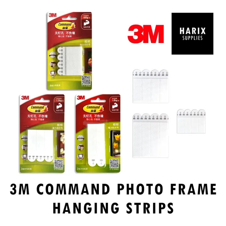 3M Command White Photo Frame Hanging Strips Adhesive Picture Decor Artwork Velcro