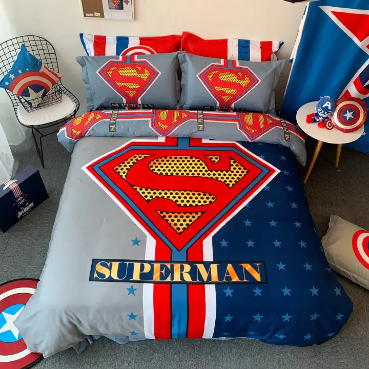 Boys Cartoon Kids Super Single Queen King Quilt Cover Set Comforter Cover Set Bedsheet Pillow Case Bedding Set Cadar Katil Selimut Cover Cotton Marve Iro Man Lazada Singapore