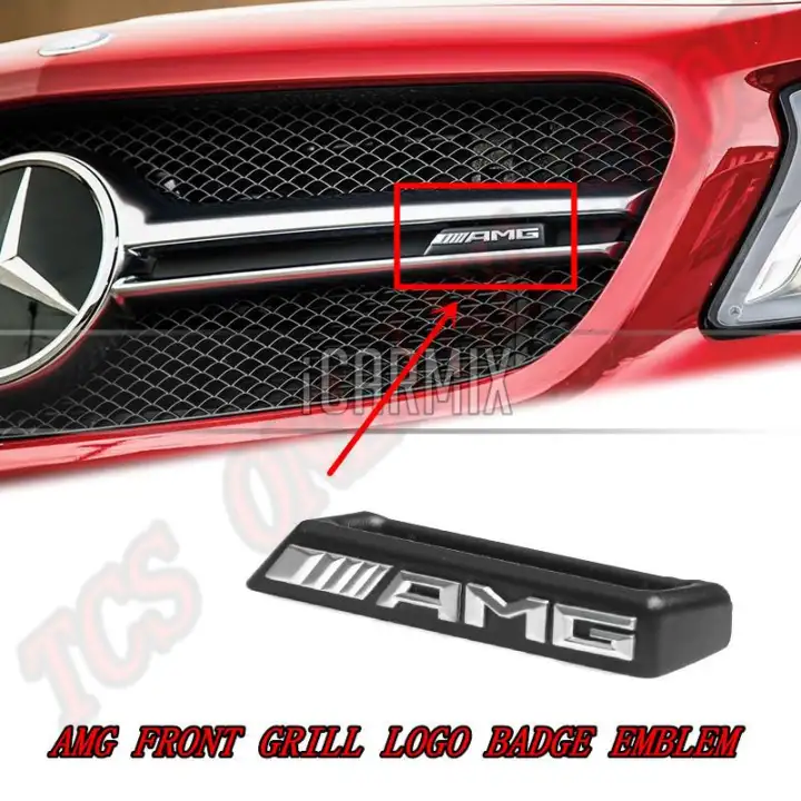 Mercedes Benz A45 C63 Gla Gle Mll A B C E Class Amg Front Grill Logo Badge Emblem High Quality Badge Silver Lazada