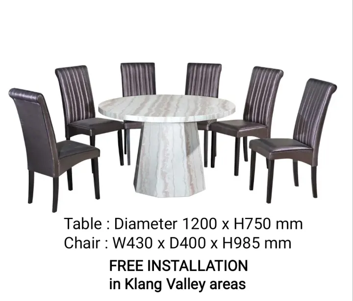 Q 10 6 Seater Marble Dining Table Set, Round Marble Dining Table For 6