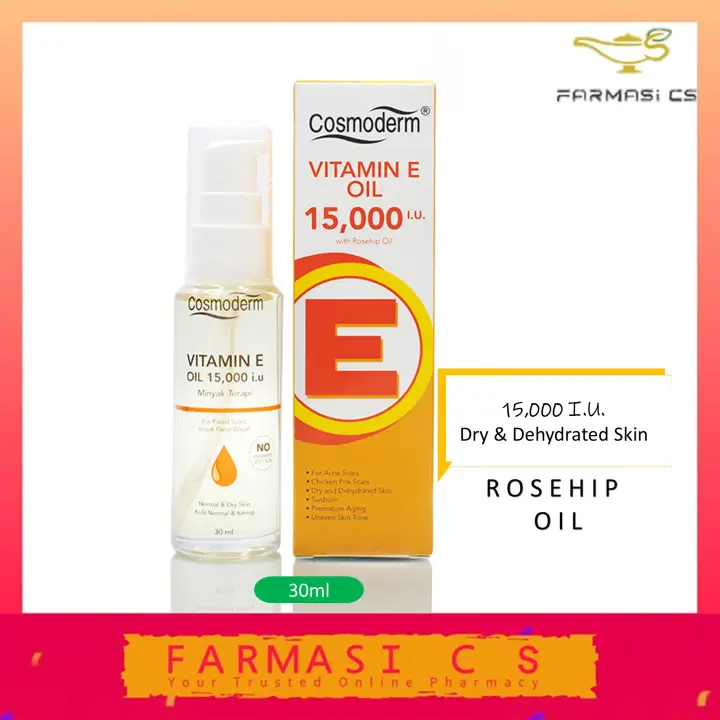 Cosmoderm Vitamin E Oil 15 000 I U With Rosehip Oil 30ml Exp 07 2022 Dry Dehydrated Skin Lazada