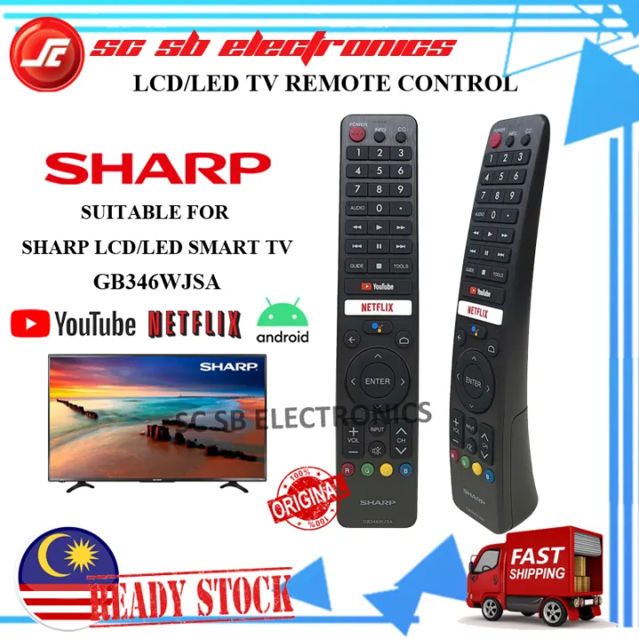 ORIGINAL SHARP ANDROID TV REMOTE CONTROL  WITH GOOGLE VOICE SEARCH GB346WJSA OEM SHARP LCD LED SMART TV REMOTE IR326