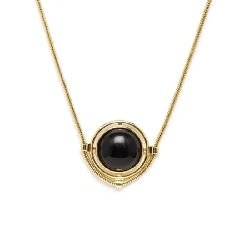 Arche Jewellery Onyx Stone Pendant Gold Plated Necklace Modern Minimal Jewellery Black Lazada