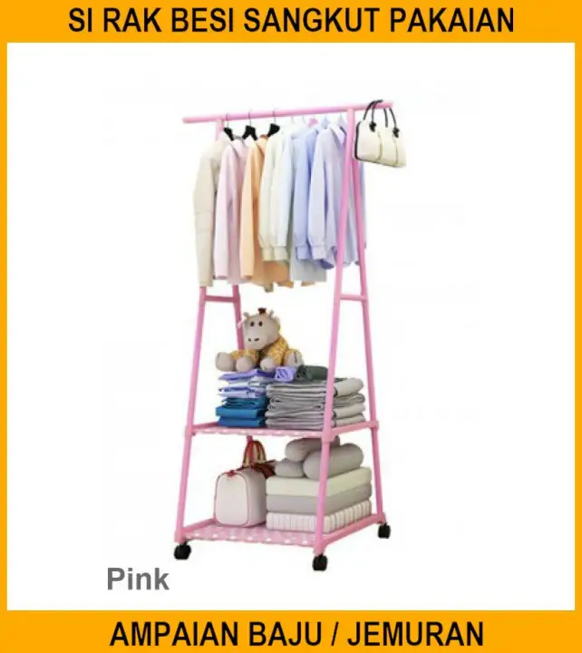 Si Rak Besi Sangkut Pakaian Ampaian Baju Jemuran Almari Kain Easy Move Metal Triangle Clothes Lazada