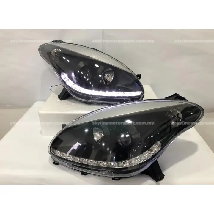 Perodua Myvi 05 10 Projector Head Lamp Drl Led Black Lazada