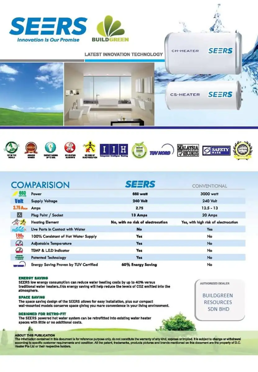 Seers Cs 60l Dc Hot Water Heater Single Tank Storage Lazada
