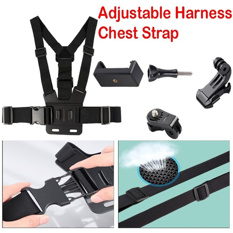 Universal Phone Strap Holder handphone stand holder Camera Chest Body Harness Mount Strap Cellphone Holder Bracket Mobile Phone Clip for 4-5.5 inch smart phone Gopro9/8/7/DJI/Yi sports camera accessory strap chest fixed wearable bracket phone holder
