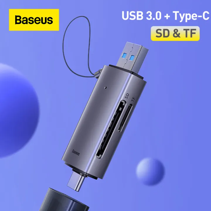 Baseus Card Reader Type C USB 3.0 to SD TF Card Reader for Laptop Accessories Smart Cardreader Anti-lost Memory Card Adapter