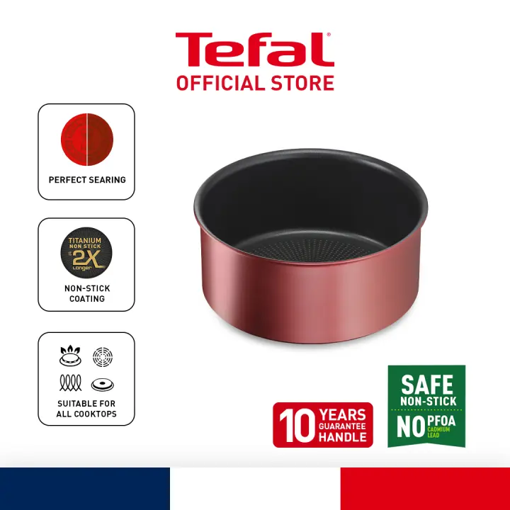 Tefal Ingenio Daily Chef Red Saucepan 20cm (Stackable Non-stick Cookware, Titanium Pro Non-stick coating 2x)