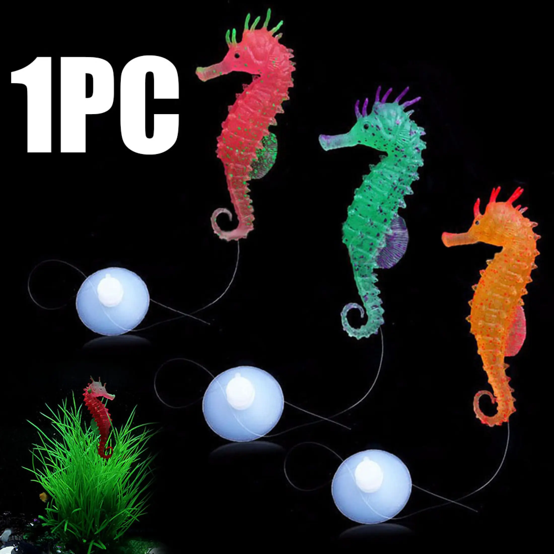 Artificial Aquarium Seahorse Ornament Floating Glow In The Dark Fish Tank Decor Lazada Singapore