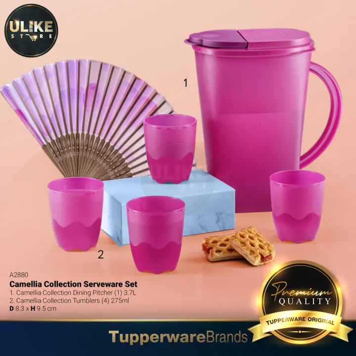 Tupperware Camellia Collection Serveware Set / Dining Pitcher (3.7L) / Tumblers (4pcs)
