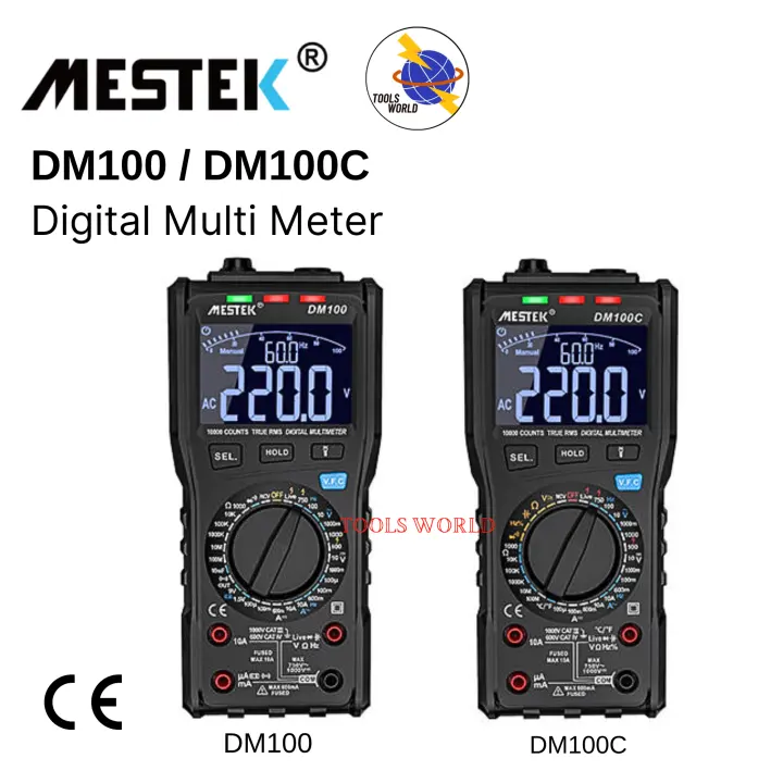 Mestek DM100 / DM100C True RMS Digital Multimeter Button 10000 Count With Analog Bar Graph AC/DC Voltage Ammeter ~ Original