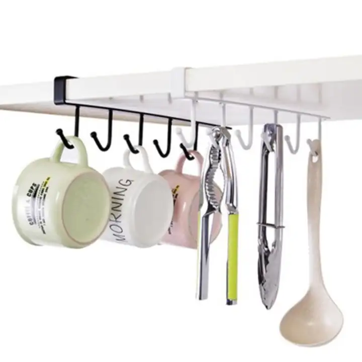 1pcs Kitchen Storage Rack Cupboard Hanging Coffee Cup Organizer Closet Clothes Shelf Hanger Wardrobe Glass Mug Holder With 6 Hooks Lazada Singapore 1pcs Kitchen Storage Rack Cupboard, Kitchen Cupboard Hanging Shelf