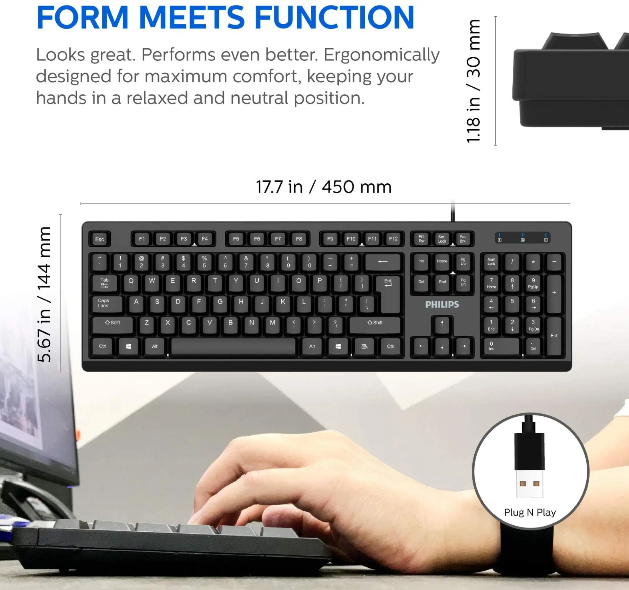 PHILIPS C234 (SPT6234) Ergonomic Wired USB Keyboard &amp; Mouse Combos set  combo for Home Office PC Laptop Desktop Computer Keyboard Set | Lazada PH