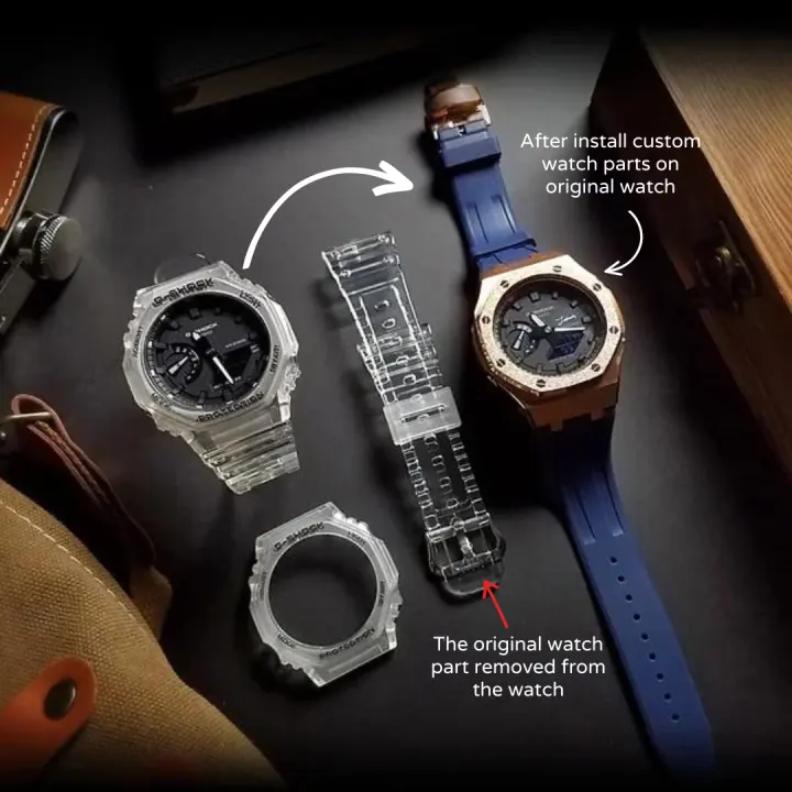 Casio G-Shock "CasiOak Custom" Analog Digital GA-2100 @TMJ Gold Black Bezel Black Strap