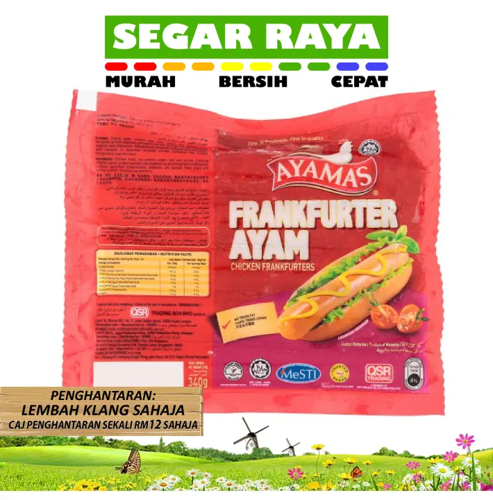Sosej Ayamas Frankfurter Ayam 340g Chicken Sausage Segar Raya Lazada