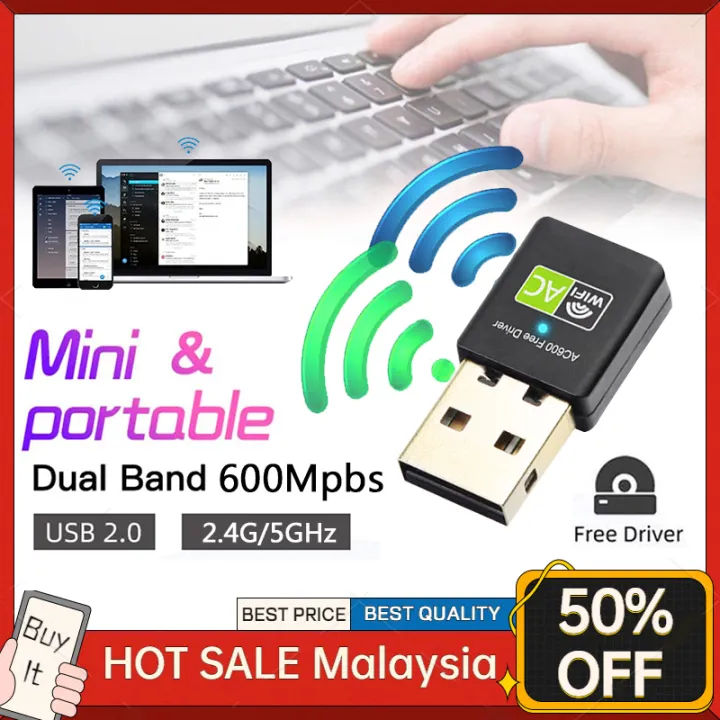 Wireless USB WiFi Adapter USB Ethernet WiFi Dongle 600Mbps 5Ghz /2.4G Lan USB Wi-Fi Adapter PC Antena Wi Fi Receiver AC Wireless Network Card PC Laptop Wi-Fi Receiver