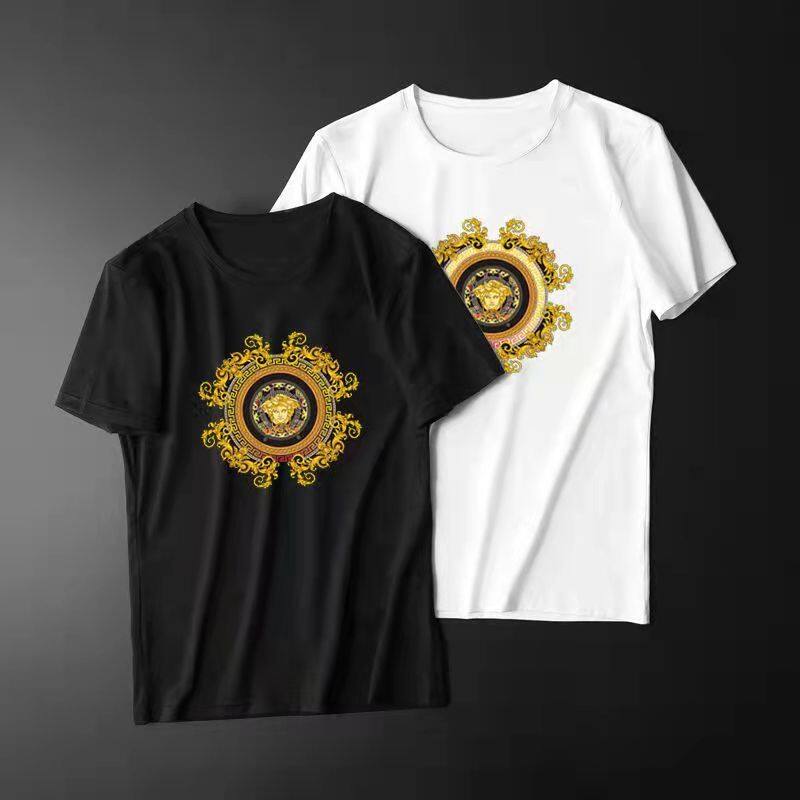 [YP]Versace Men's 2021 Summer Men's Cotton Short-sleeved T-shirt Male Youth Personality Printing Large Size Loose Trend T-shirt T