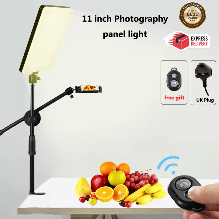 LED Panel Light Dimmable Fill Lamp With Phone Holder Stretchable Desktop Bracket Stand For Youtube Photography Lighting