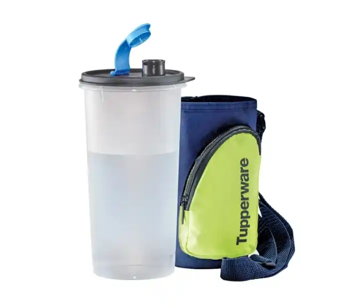Tupperware  High Handolier with Pouch 1.5L  BPA FREE (WATER TUMBLER HIGH HANDOLIER ZIP GREEN POUCH) Botol Air Tupperware