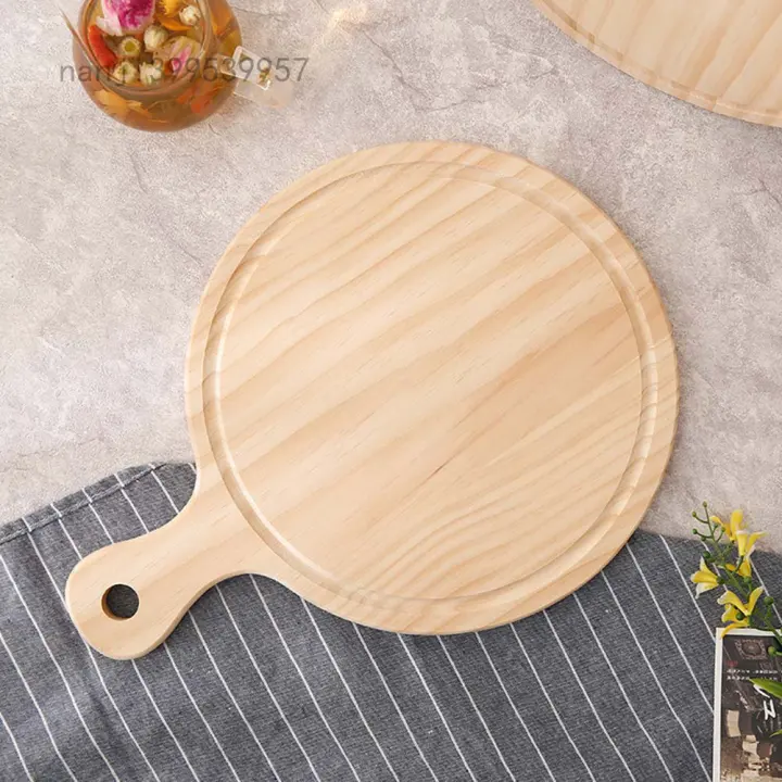 Wooden Round Pizza Board With Handle, Round Pizza Board With Handle