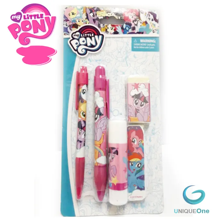 My Little Pony Friendship Hasbro 5pcs/set  (Ball pen,Mechanical pencil ,pencil Lead ,eraser, Glue Stick)