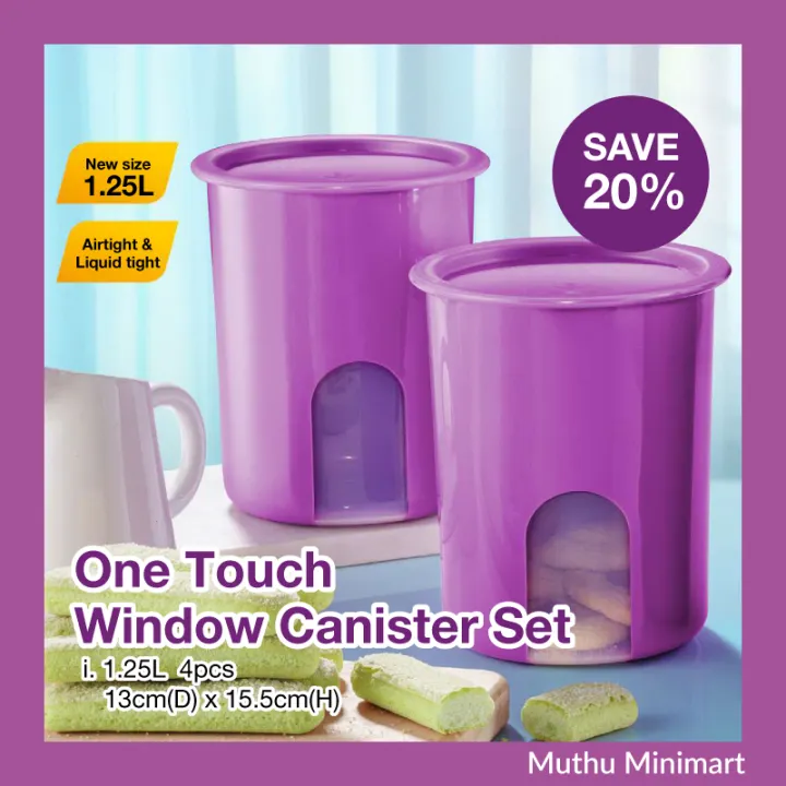 Original Tupperware | One Touch Window Canister Set Food Storage Container | Bekas Makanan Set